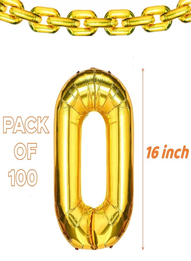 Virtue morals 100 Pcs Foil Chain Balloons Gold Jumbo Chain Balloons for 80s 90s Party Decorations Giant Balloon, 16 Inch - Image 2